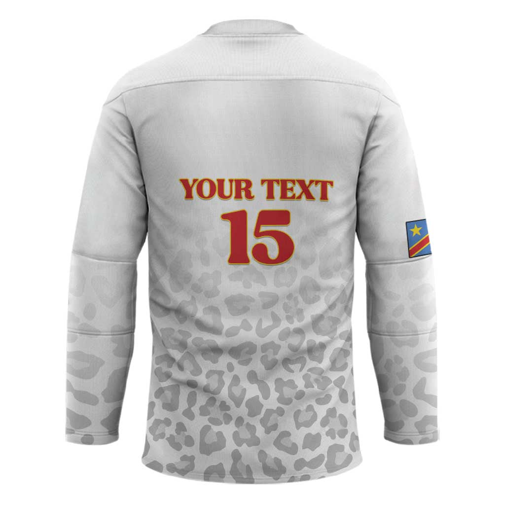 Custom DR Congo Football Hockey Jersey Go Champions Leopards - White