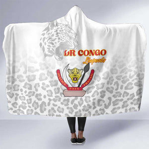 Afro DR Congo Football Hooded Blanket Viva Les Leopards - White - African Pride