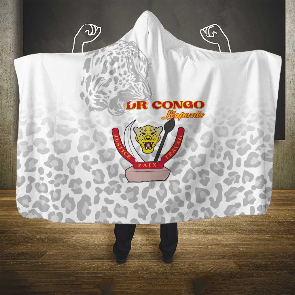 Afro DR Congo Football Hooded Blanket Viva Les Leopards - White - African Pride