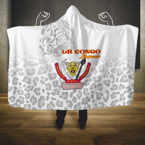 Afro DR Congo Football Hooded Blanket Viva Les Leopards - White - African Pride