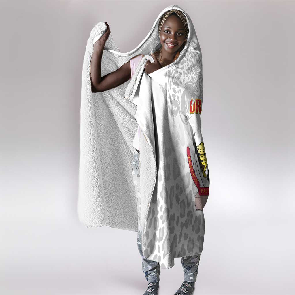 Afro DR Congo Football Hooded Blanket Viva Les Leopards - White - African Pride