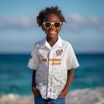 Afro DR Congo Football Custom Kid Hawaiian Shirt Viva Les Leopards - White LT15