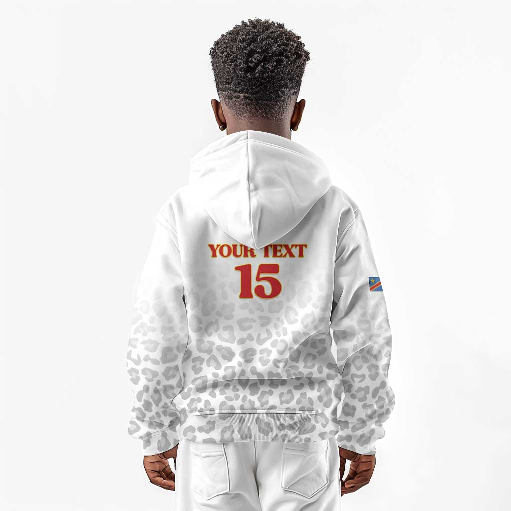 Afro DR Congo Football Custom Kid Hoodie Viva Les Leopards - White - African Pride