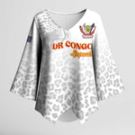 Custom DR Congo Football Kimono Sleeve Blouse Go Champions Leopards - White