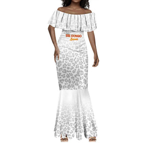 Afro DR Congo Football Custom Mermaid Dress Viva Les Leopards - White LT15