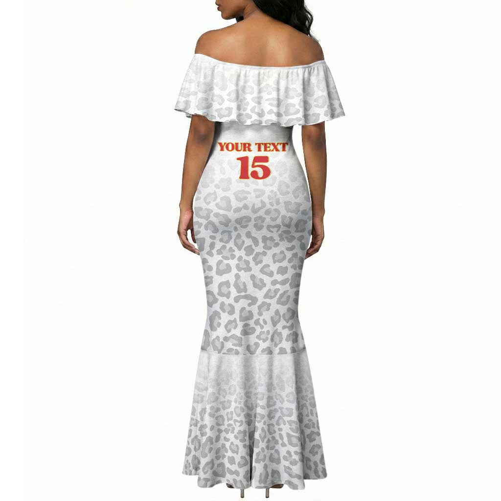 Afro DR Congo Football Custom Mermaid Dress Viva Les Leopards - White LT15