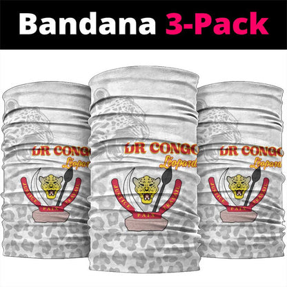Afro DR Congo Football Neck Gaiter Viva Les Leopards - White - African Pride