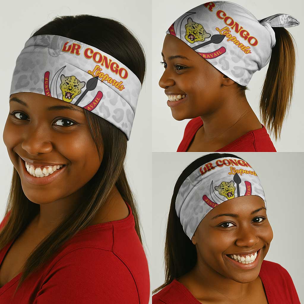Afro DR Congo Football Neck Gaiter Viva Les Leopards - White - African Pride