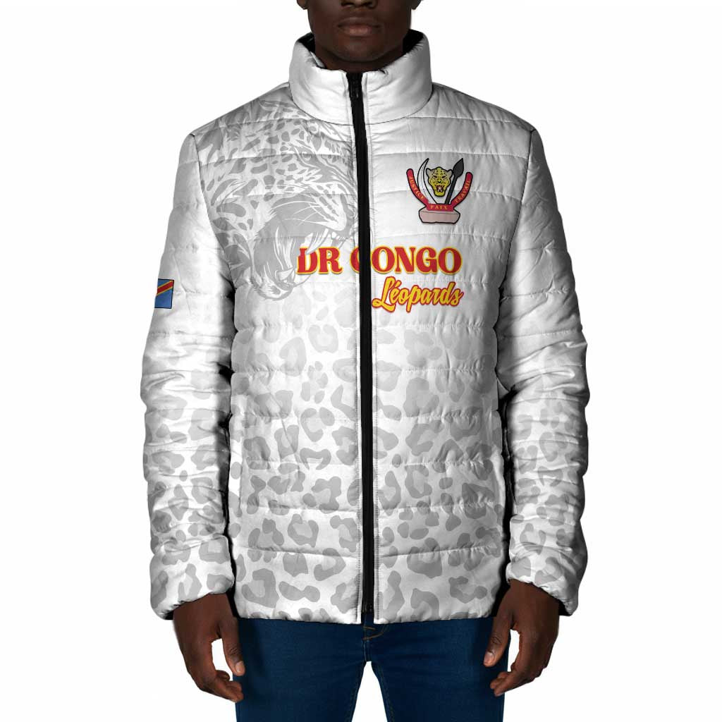 Custom DR Congo Football Padded Jacket Go Champions Leopards - White
