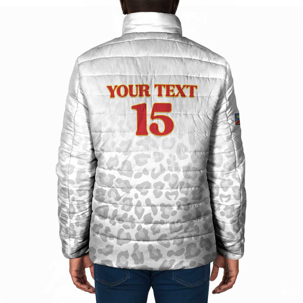 Custom DR Congo Football Padded Jacket Go Champions Leopards - White