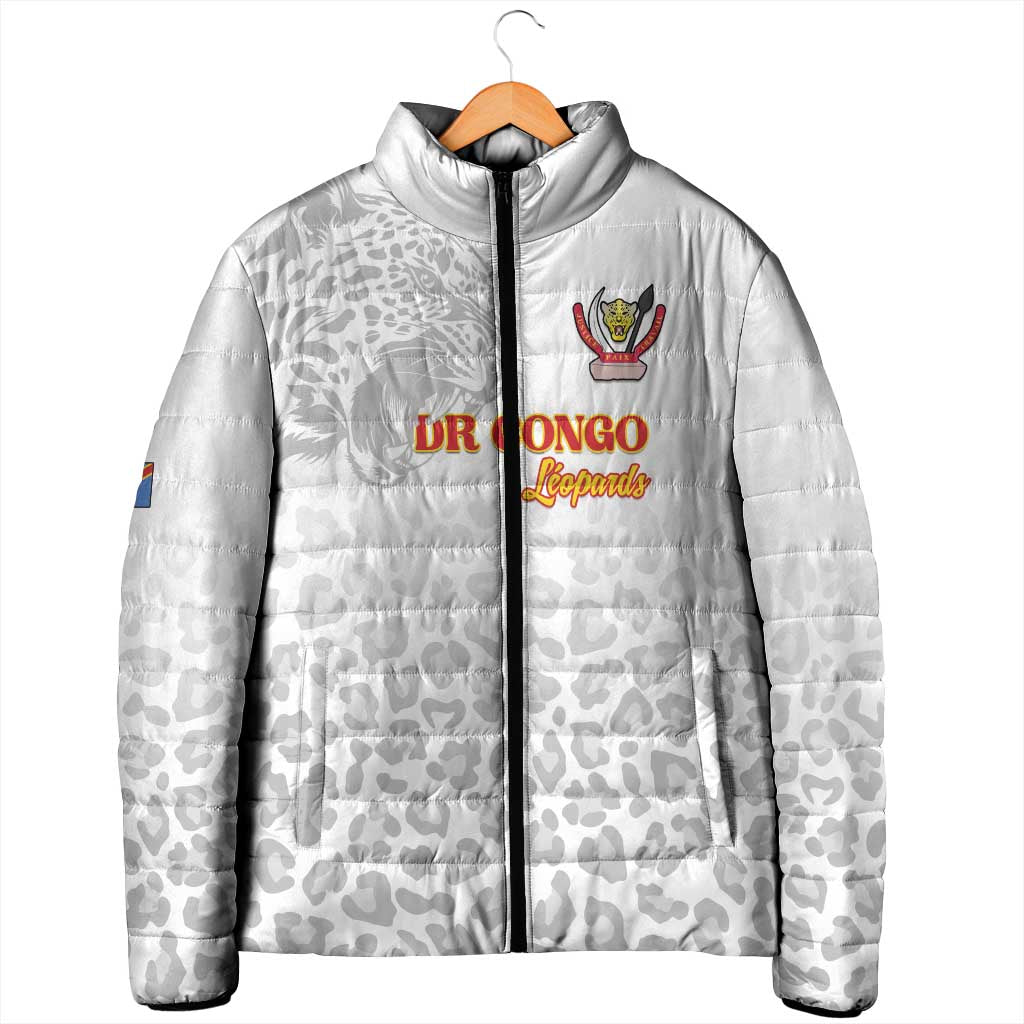 Custom DR Congo Football Padded Jacket Go Champions Leopards - White