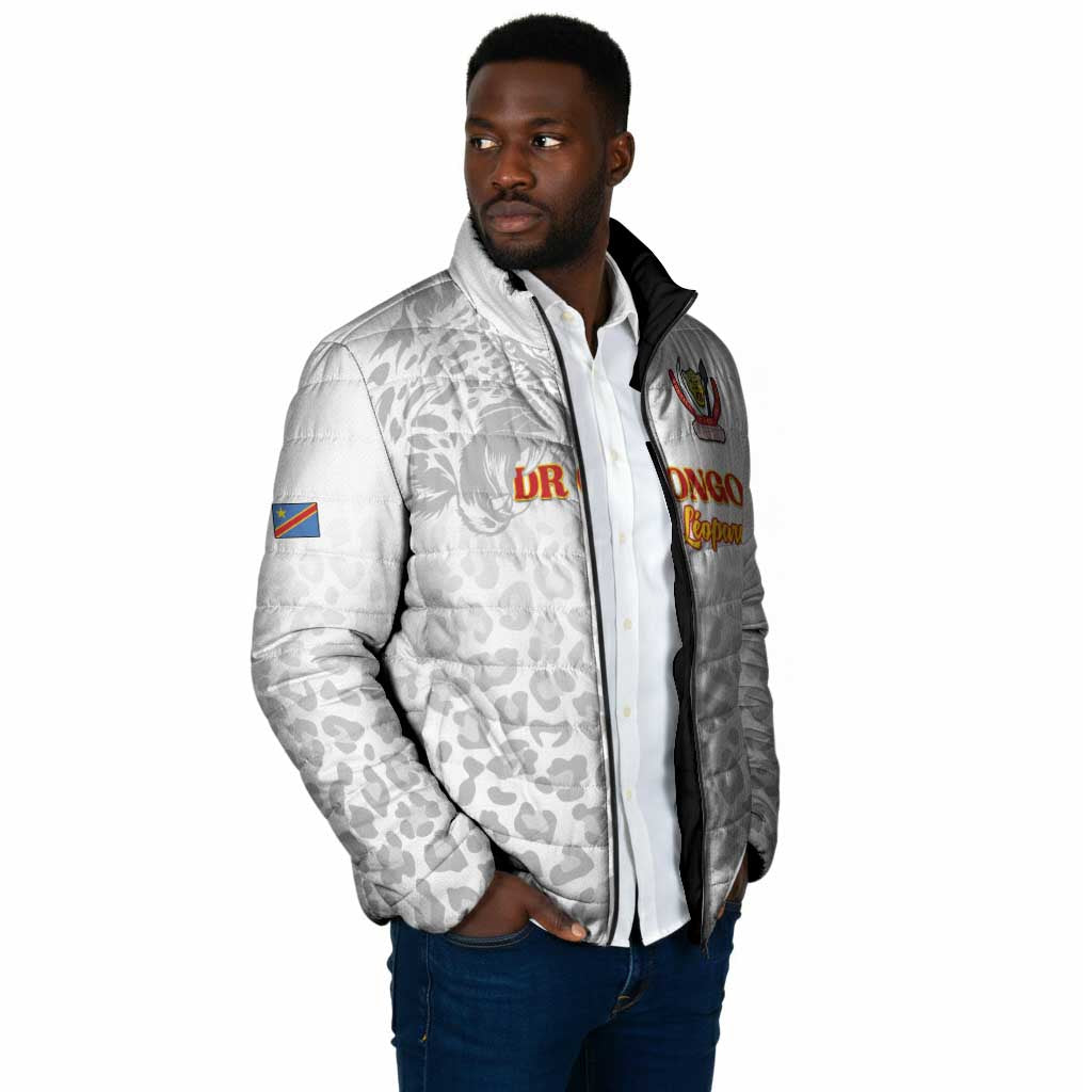 Custom DR Congo Football Padded Jacket Go Champions Leopards - White