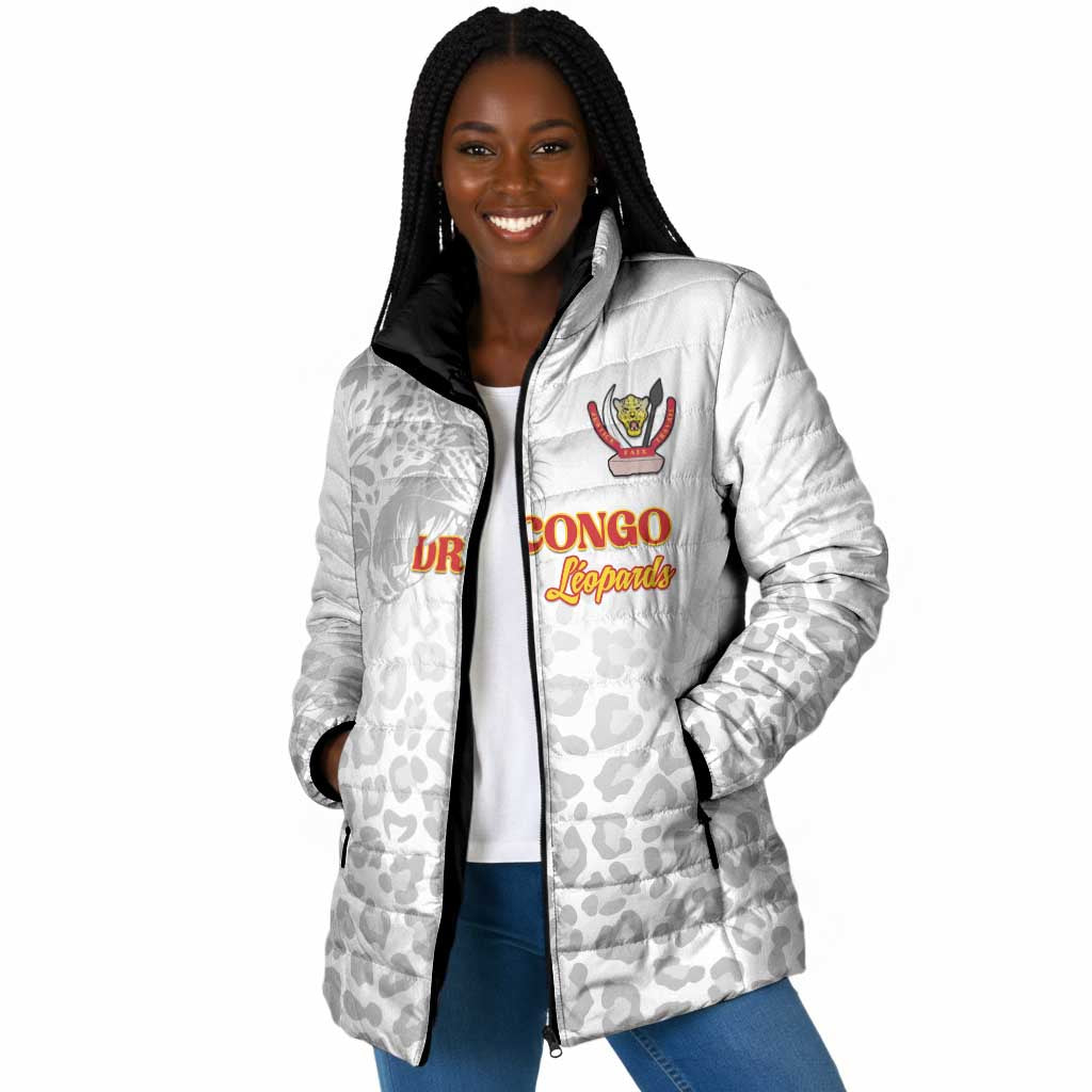 Custom DR Congo Football Padded Jacket Go Champions Leopards - White