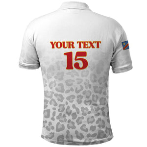 Afro DR Congo Football Custom Polo Shirt Viva Les Leopards - White LT15
