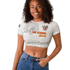 Afro DR Congo Football Custom Raglan Cropped T shirt Viva Les Leopards - White LT15