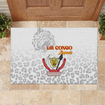 Afro DR Congo Football Rubber Doormat Viva Les Leopards - White - African Pride