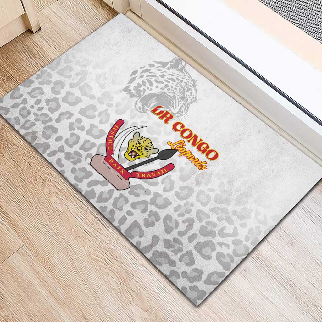 Afro DR Congo Football Rubber Doormat Viva Les Leopards - White - African Pride