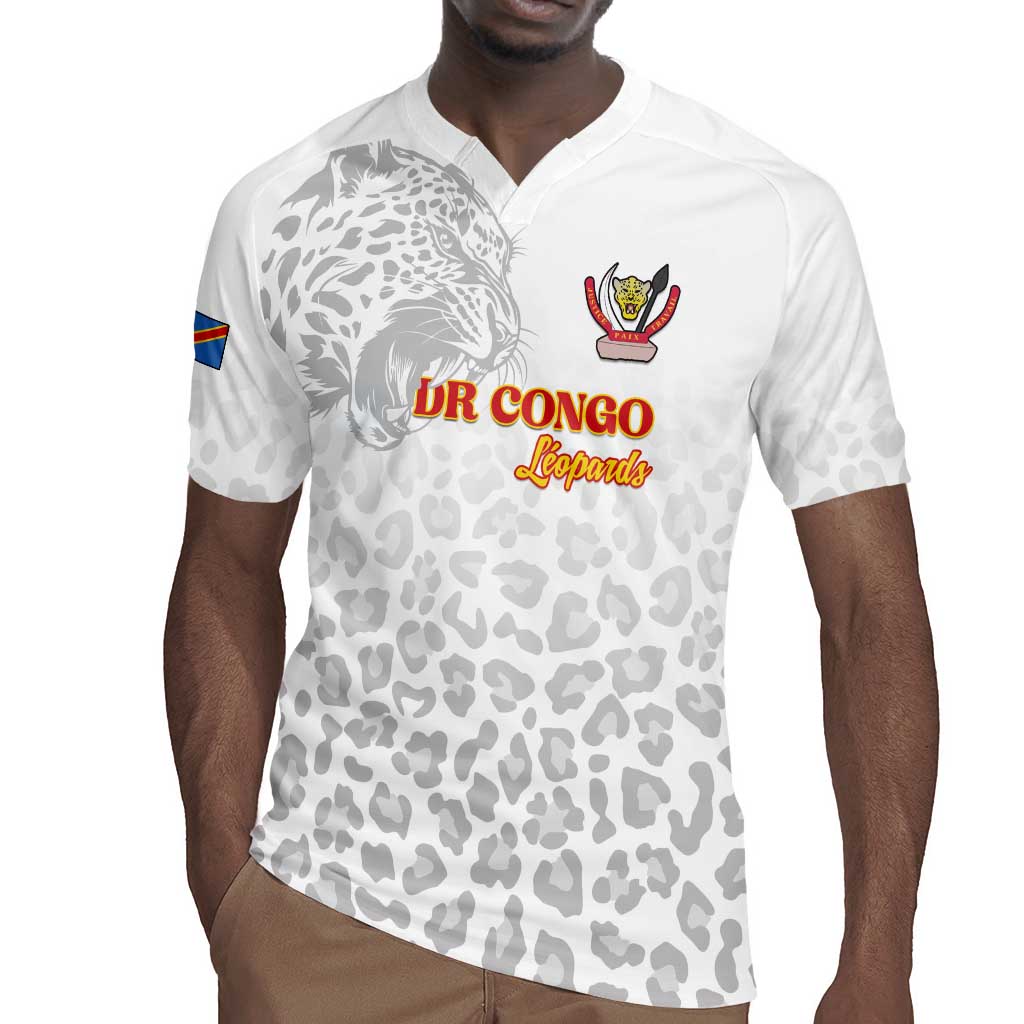 Afro DR Congo Football Custom Rugby Jersey Viva Les Leopards - White LT15