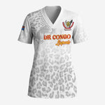 Afro DR Congo Football Custom Scrub Top Viva Les Leopards - White - African Pride