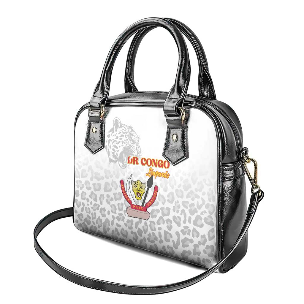 Afro DR Congo Football Shoulder Handbag Viva Les Leopards - White - African Pride