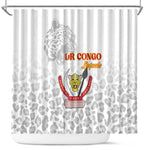 Afro DR Congo Football Shower Curtain Viva Les Leopards - White - African Pride