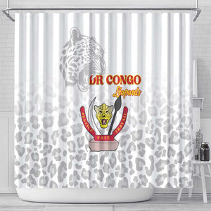 Afro DR Congo Football Shower Curtain Viva Les Leopards - White - African Pride