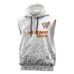Afro DR Congo Football Custom Sleeveless Hoodie Viva Les Leopards - White - African Pride