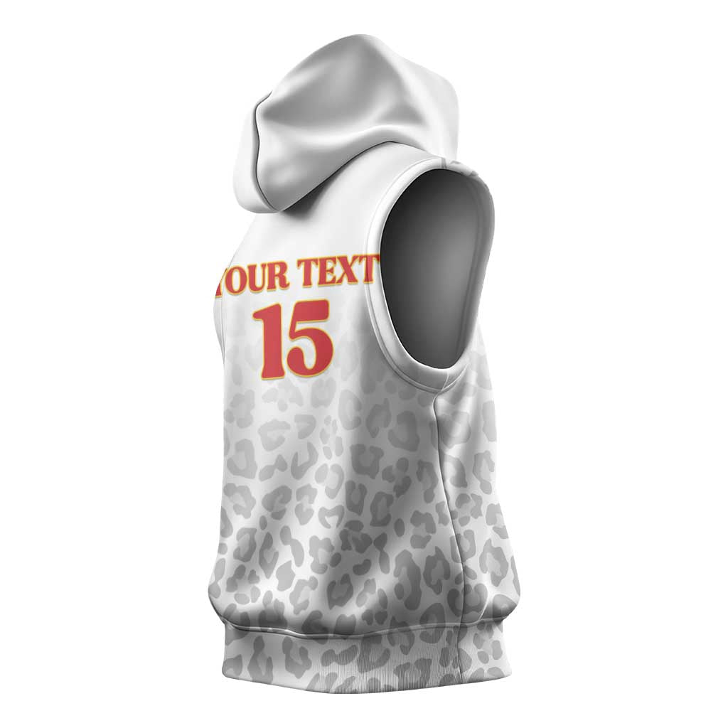 Afro DR Congo Football Custom Sleeveless Hoodie Viva Les Leopards - White - African Pride