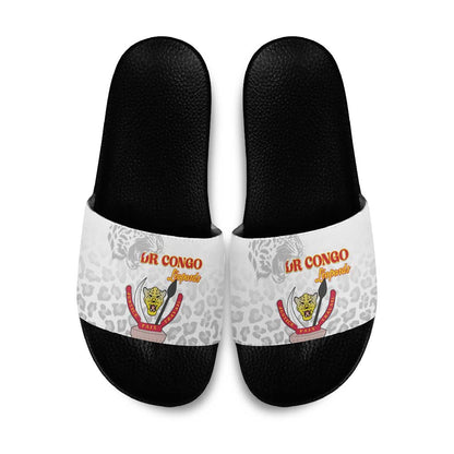 DR Congo Football Slide Sandals Go Champions Leopards - White