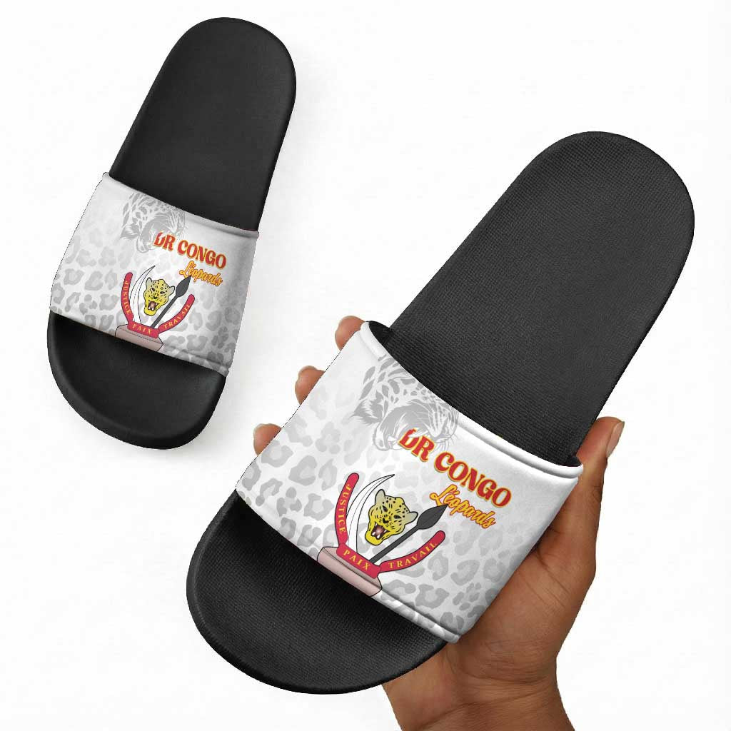 DR Congo Football Slide Sandals Go Champions Leopards - White