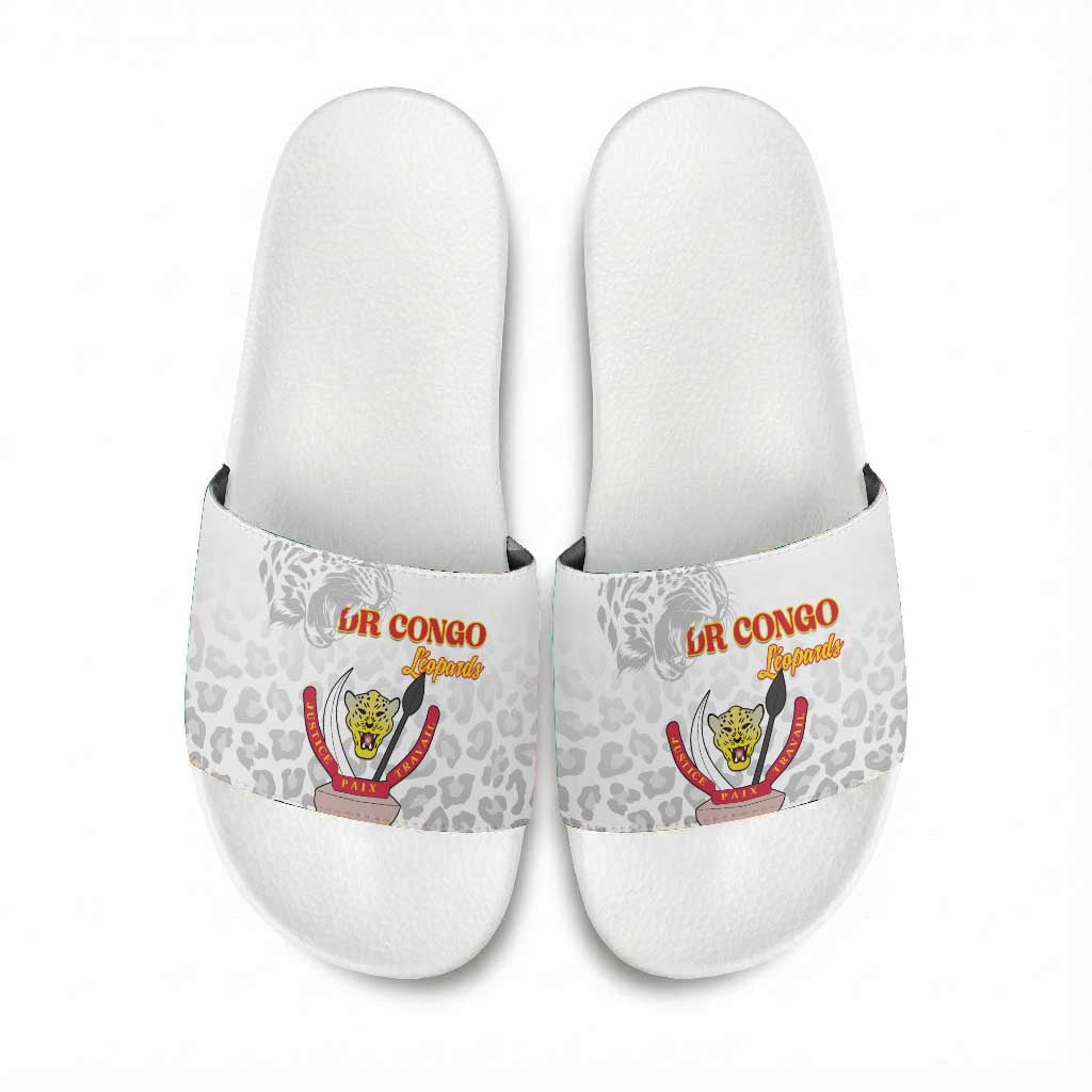 DR Congo Football Slide Sandals Go Champions Leopards - White