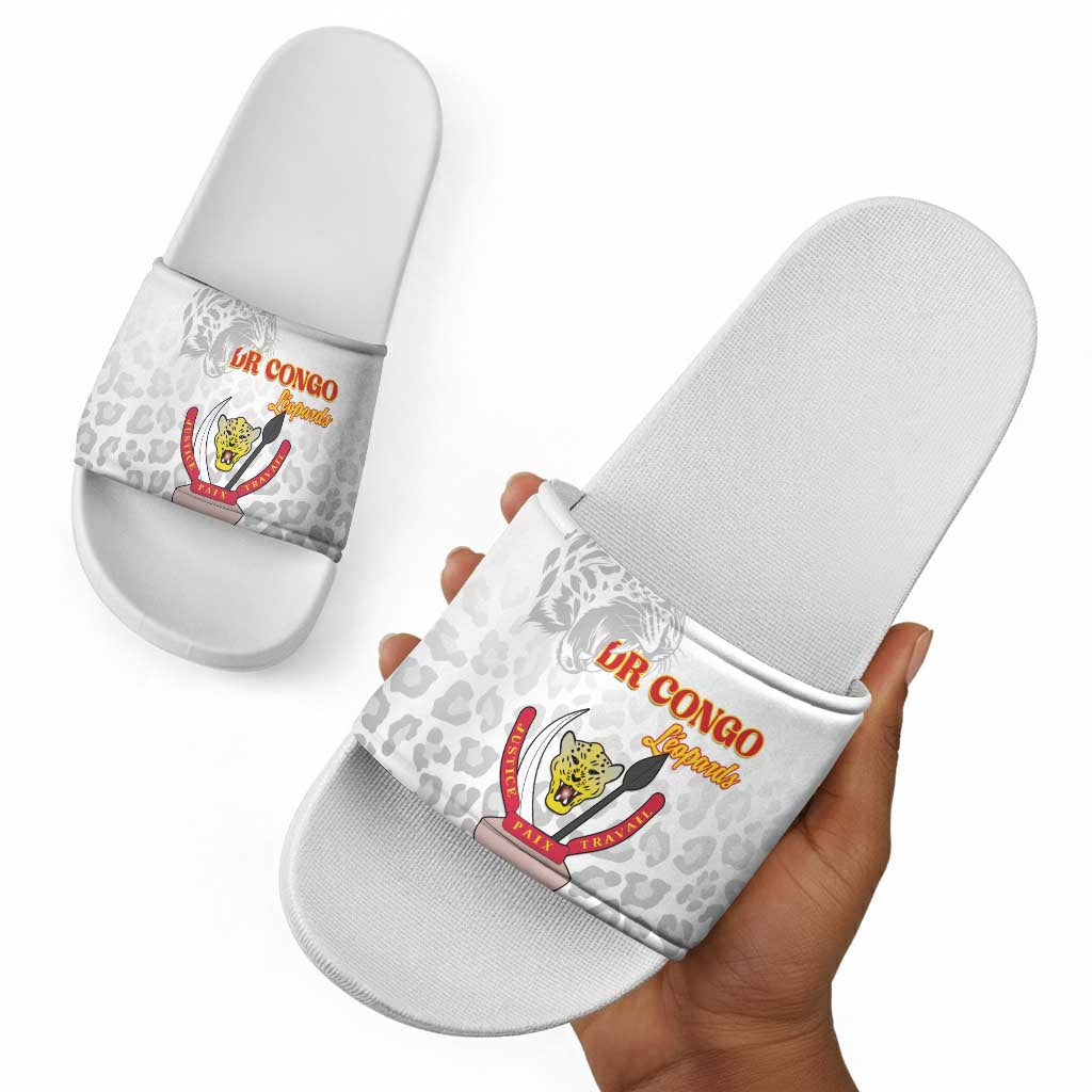 DR Congo Football Slide Sandals Go Champions Leopards - White