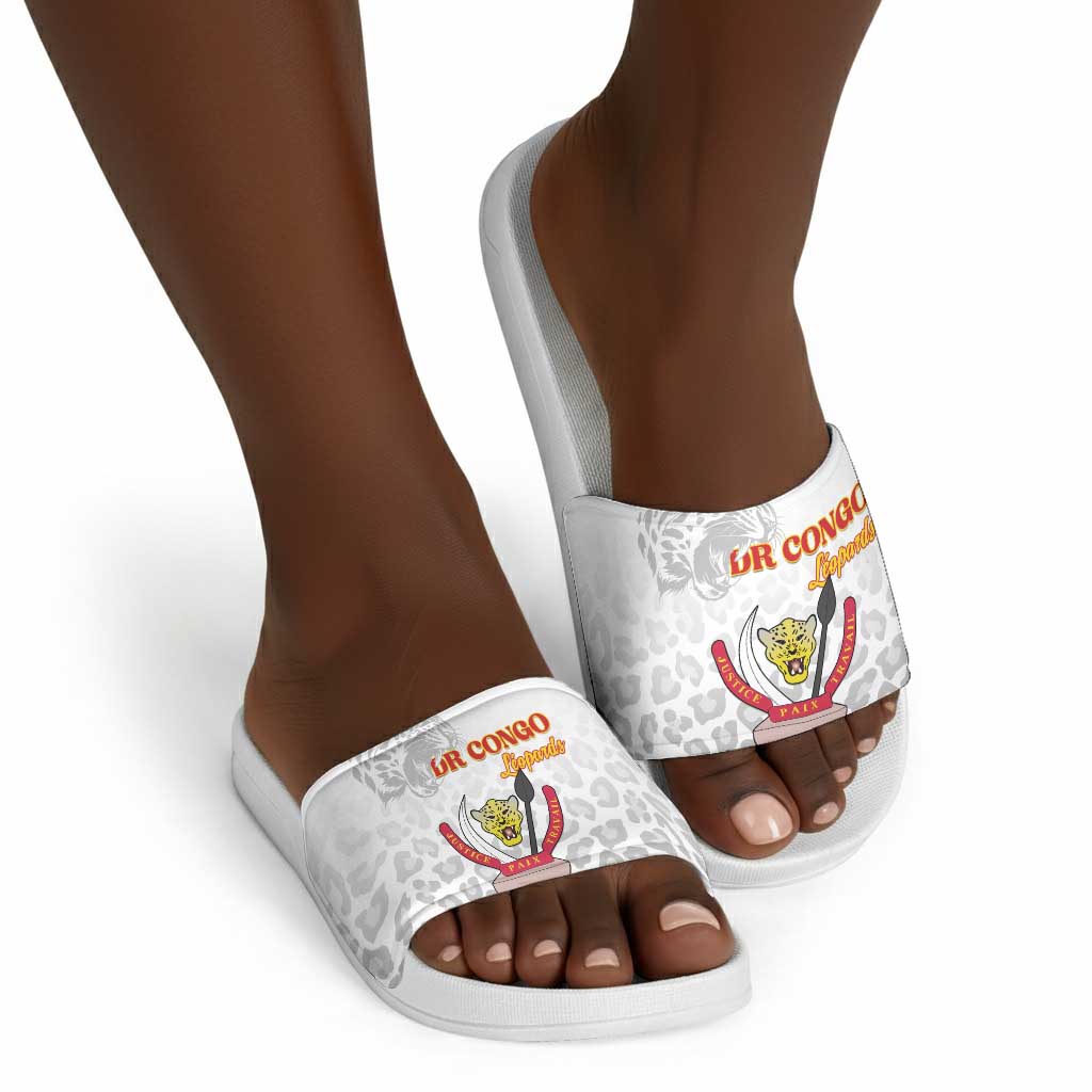 DR Congo Football Slide Sandals Go Champions Leopards - White