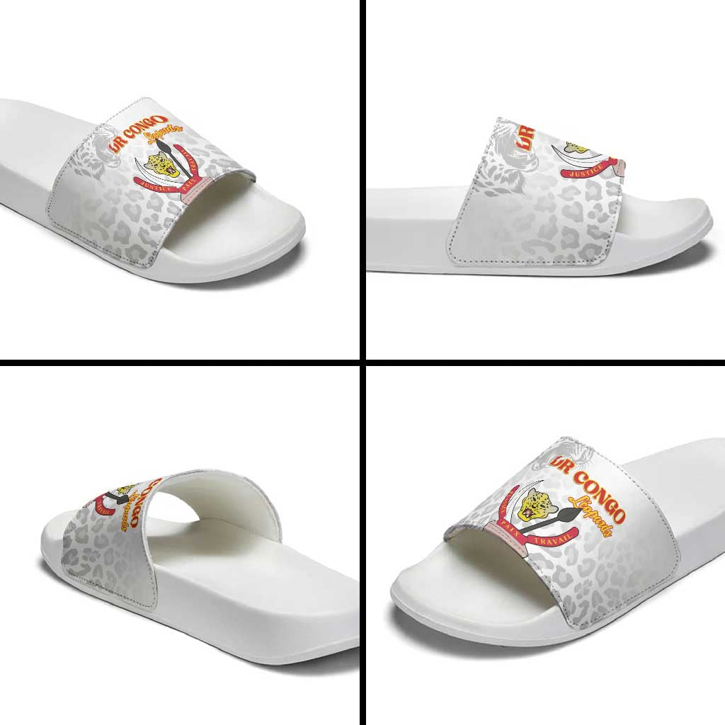 DR Congo Football Slide Sandals Go Champions Leopards - White