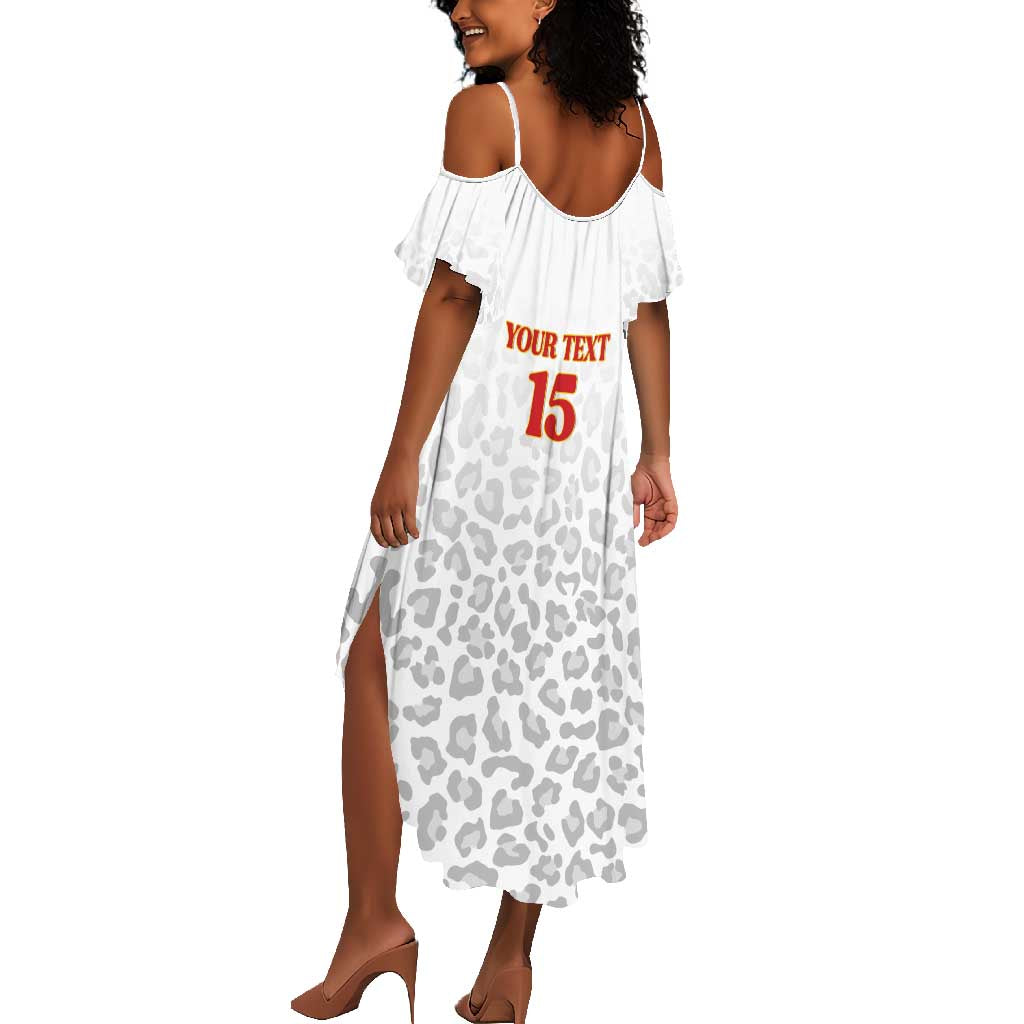 Afro DR Congo Football Custom Summer Maxi Dress Viva Les Leopards - White LT15