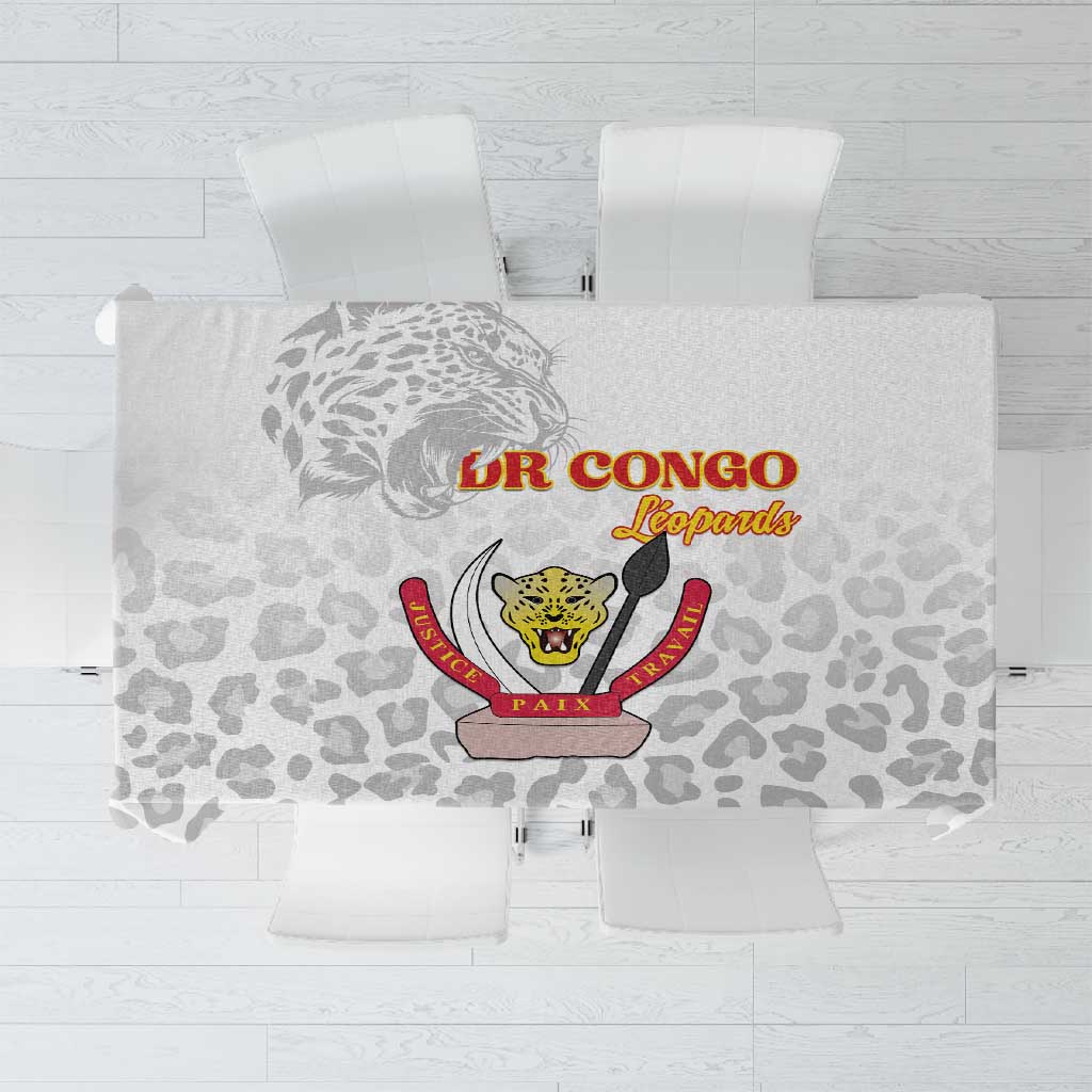 Afro DR Congo Football Tablecloth Viva Les Leopards - White - African Pride