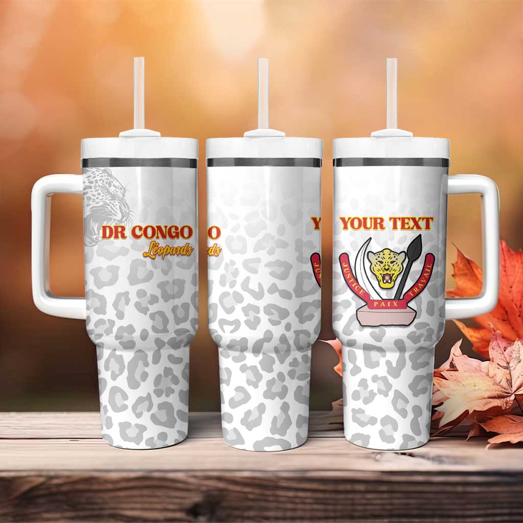 Afro DR Congo Football Custom Tumbler With Handle Viva Les Leopards - White - African Pride