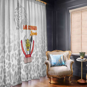 Afro DR Congo Football Window Curtain Viva Les Leopards - White - African Pride