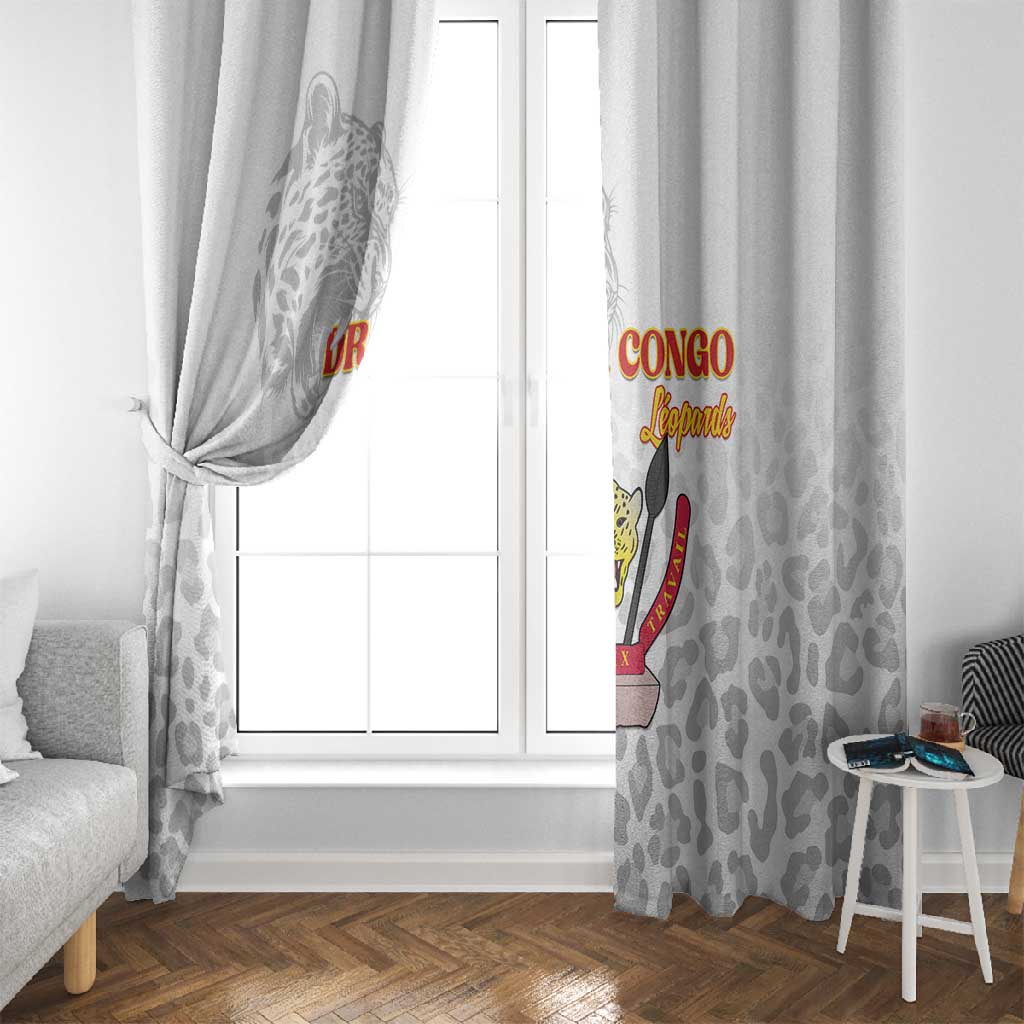 Afro DR Congo Football Window Curtain Viva Les Leopards - White - African Pride