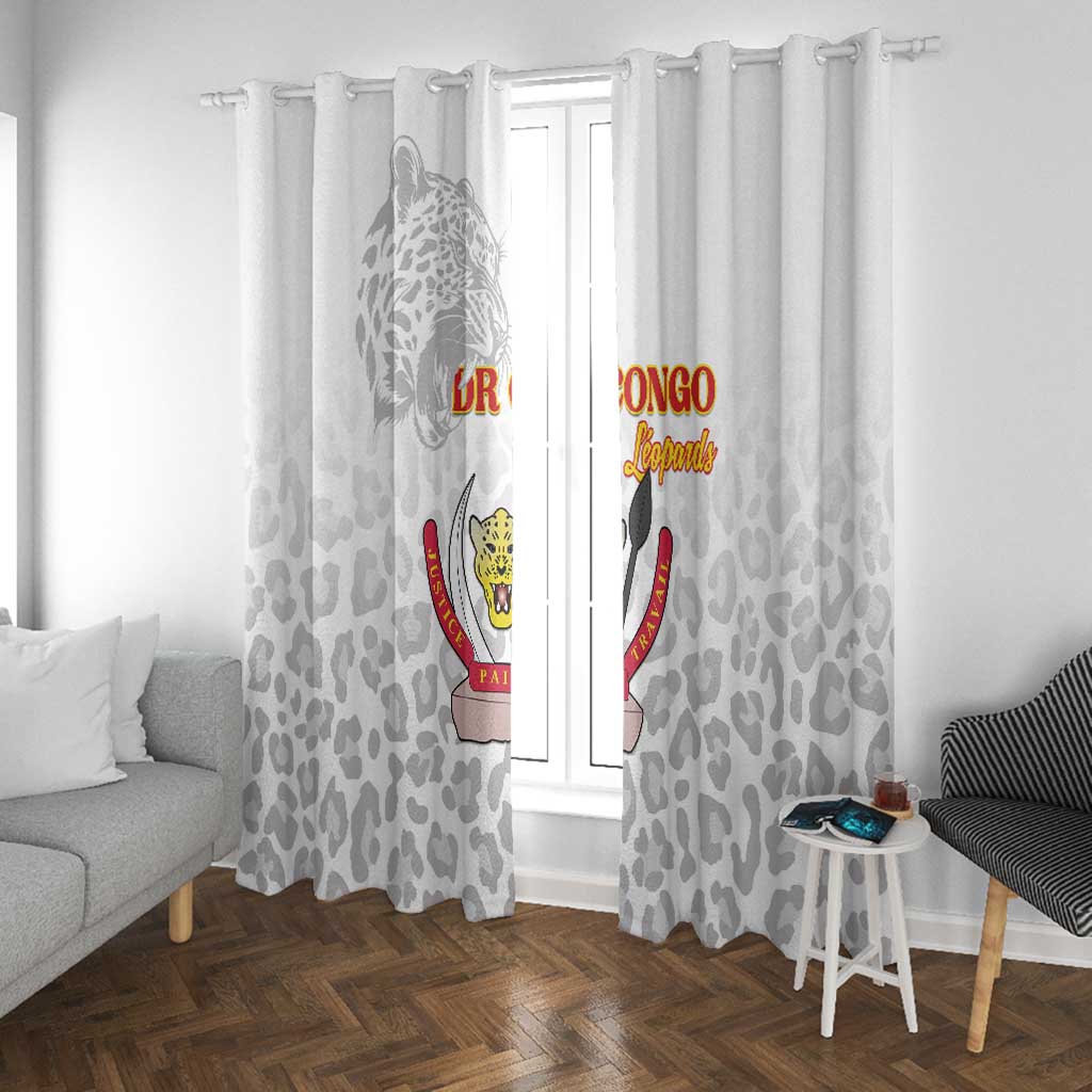 Afro DR Congo Football Window Curtain Viva Les Leopards - White - African Pride