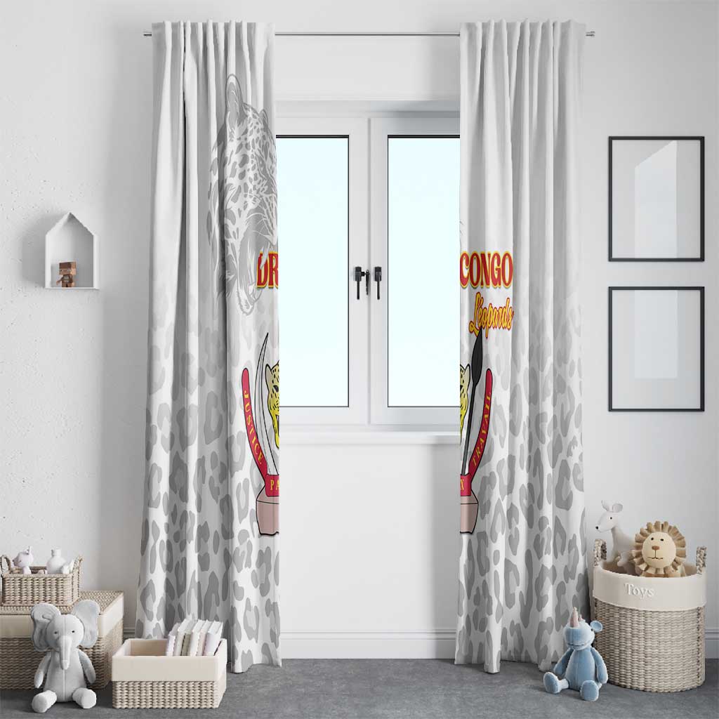 Afro DR Congo Football Window Curtain Viva Les Leopards - White - African Pride