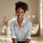 Afro DR Congo Football Custom Women Casual Shirt Viva Les Leopards - White - African Pride