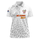 Afro DR Congo Football Custom Women Polo Shirt Viva Les Leopards - White LT15