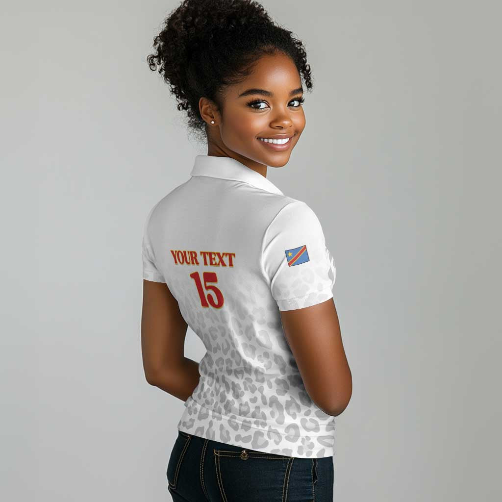 Afro DR Congo Football Custom Women Polo Shirt Viva Les Leopards - White LT15