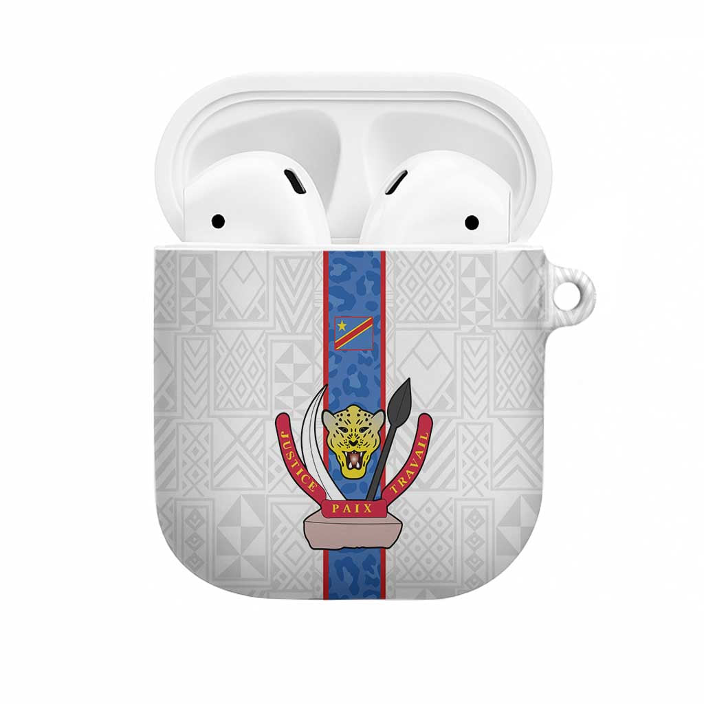 DR Congo Football AirPods Case Leopards Mix Kuba Raffia Pattern