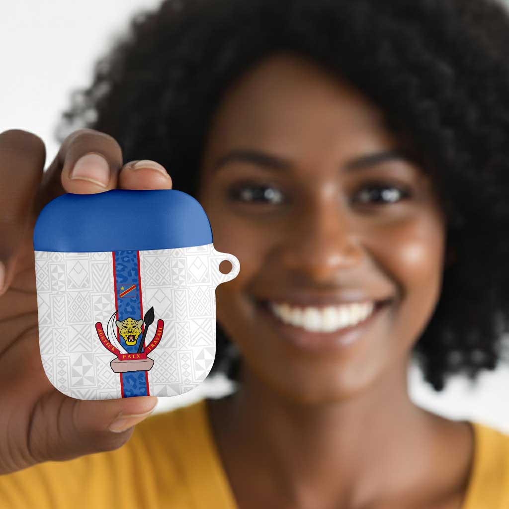 DR Congo Football AirPods Case Leopards Mix Kuba Raffia Pattern