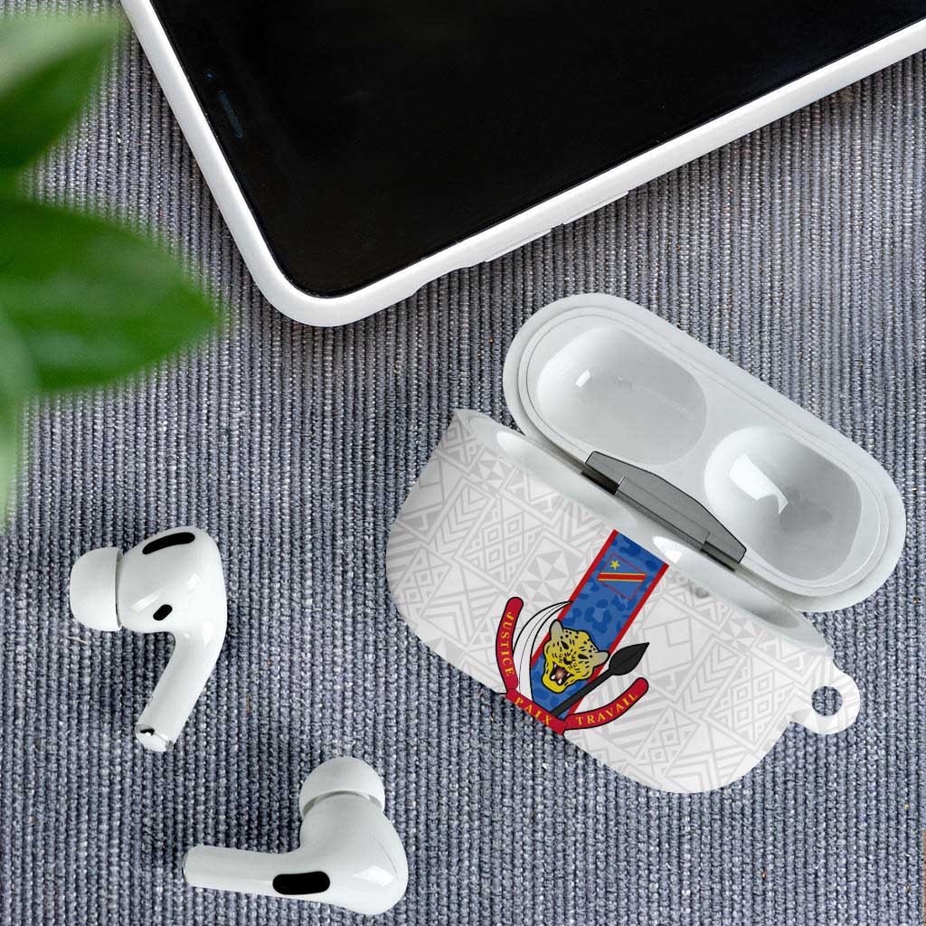 DR Congo Football AirPods Case Leopards Mix Kuba Raffia Pattern