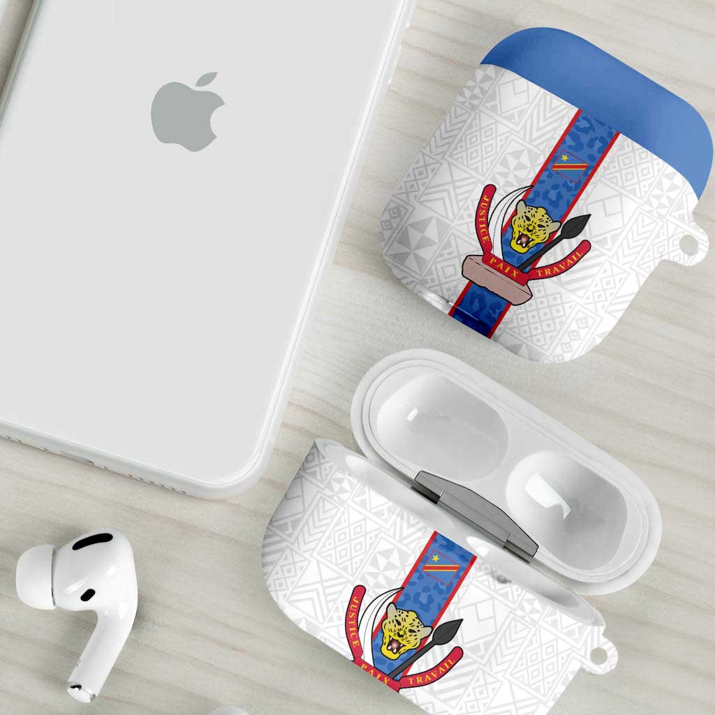 DR Congo Football AirPods Case Leopards Mix Kuba Raffia Pattern