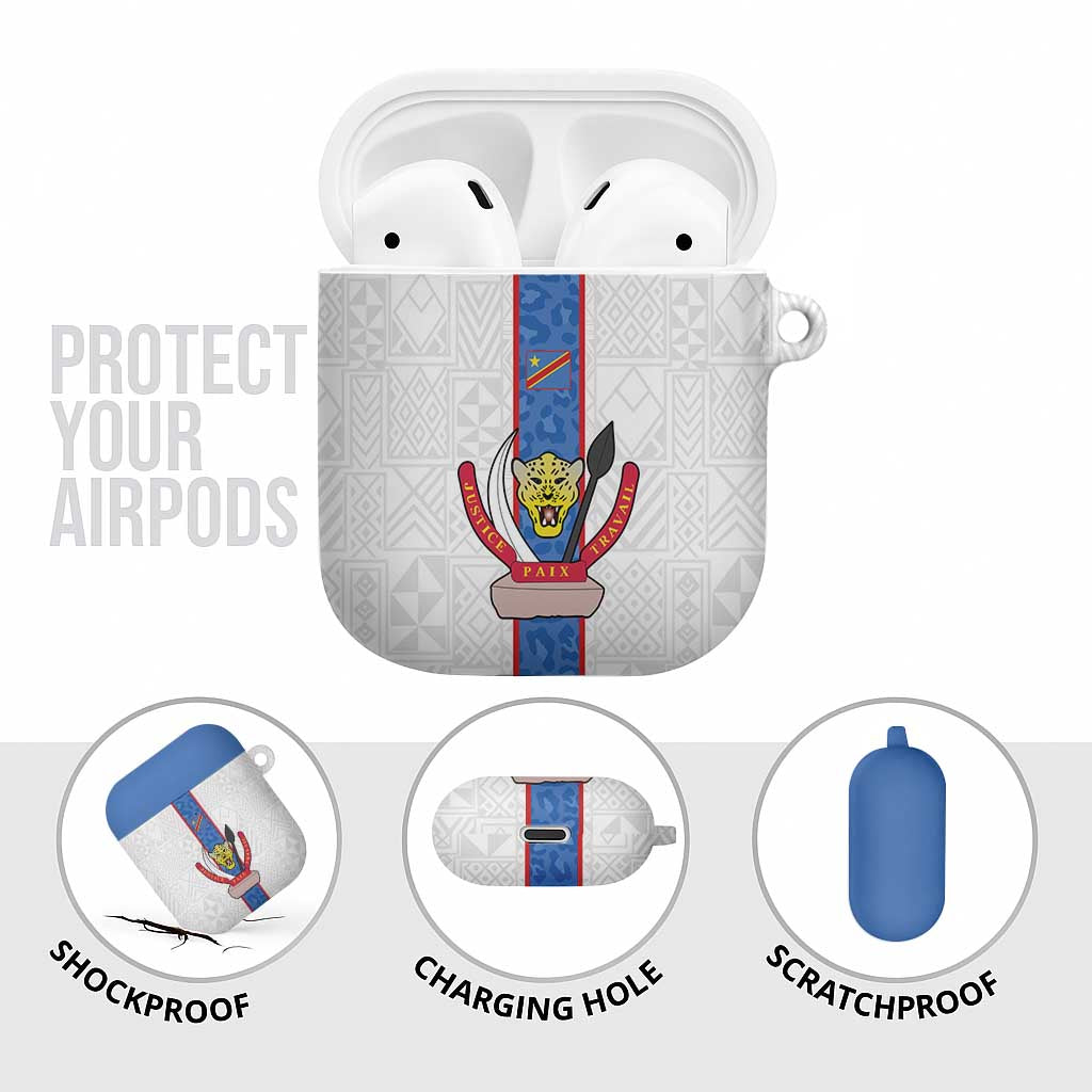 DR Congo Football AirPods Case Leopards Mix Kuba Raffia Pattern