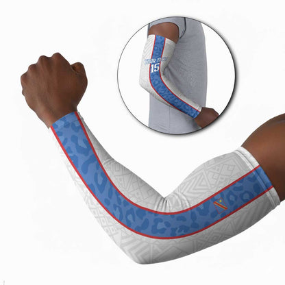 Custom DR Congo Football Arm Sleeves Leopards Mix Kuba Raffia Pattern